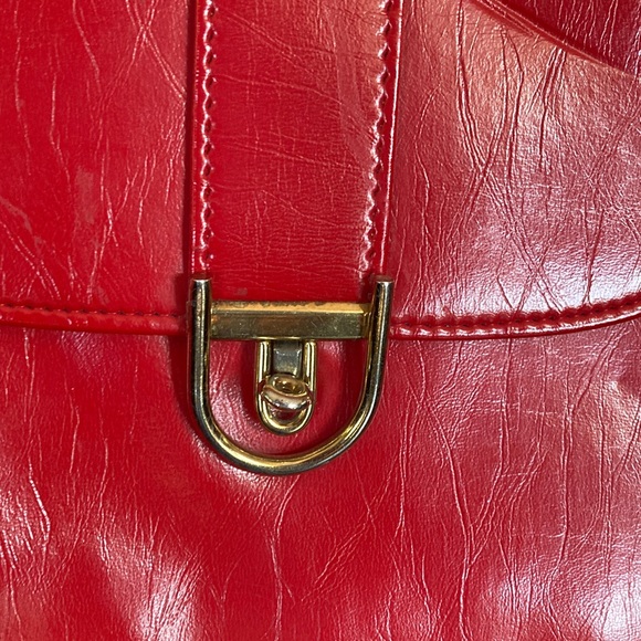 Women's Red Crossbody Bag with Gold-Tone Clasp - Picture 4 of 5